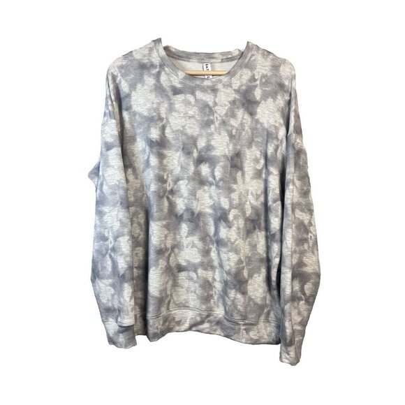 Athleta Studio To Street Small Gray White Sweatshirt Crew Neck Printed Preppy - Picture 3 of 12